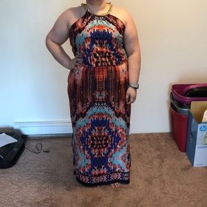 JBS Women Patterned Halter Maxi Dress with Slits